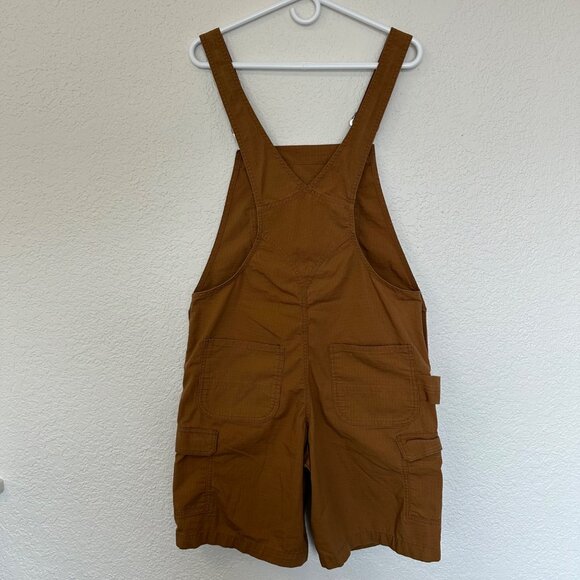 Carhartt Womens Force Cargo Shortalls Size M (8/10) Stretch Utility Tan Brown - Picture 2 of 11
